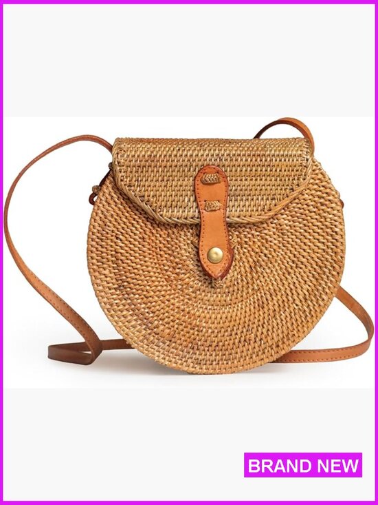 Handbags - Handmade Woven Rattan Crossbody Bag Boho Straw Purse Summer Beach BOHO